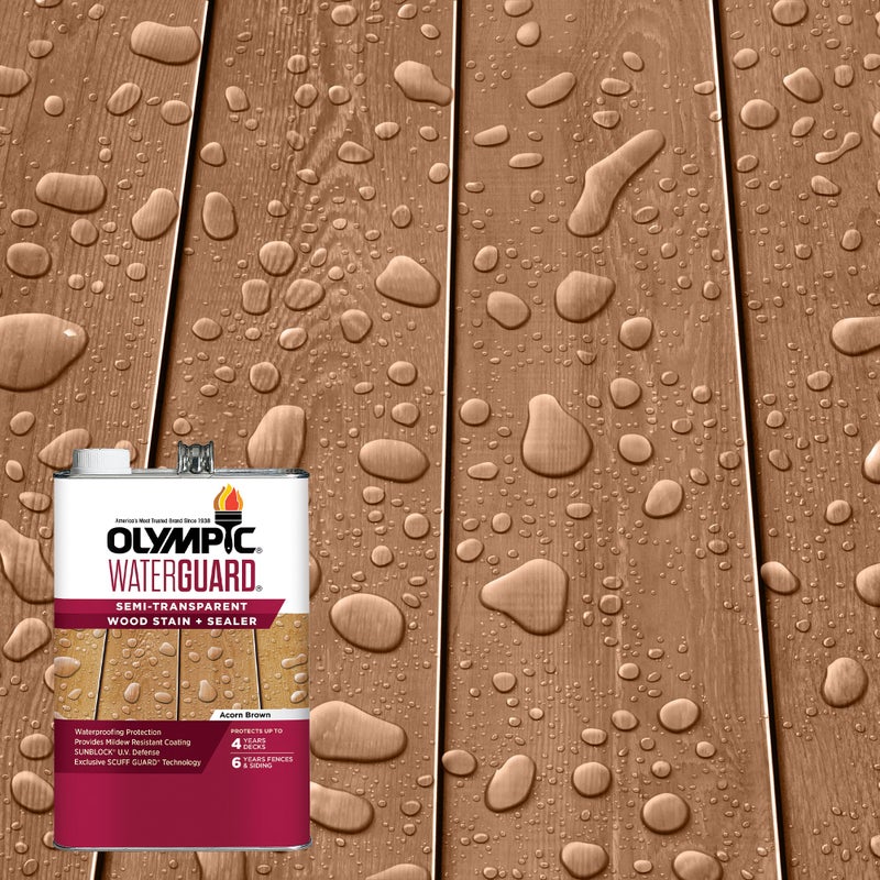 Olympic WaterGuard 1 gal. Acorn Brown Semi-Transparent Wood Stain and Sealer - Image 1